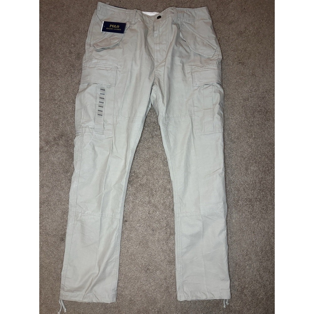 Polo Ralph Lauren Pants Slim Fit 34x32 Khaki Cargo Military Surplus Utility NWT